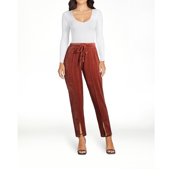 Velour Joggers with Split Front Hem - Picture 2 of 5